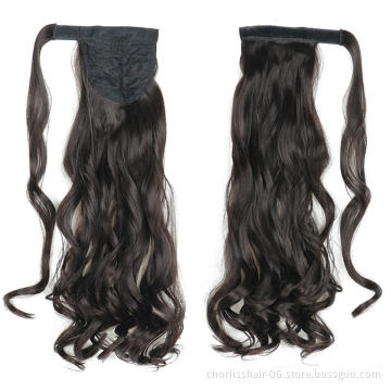 Best Selling Silky Natural Color Long Water Wave Organic Ponytail Attachment Synthetic Afro Kinky Curly Ponytail Hair Extensions